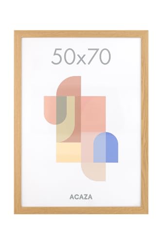 ACAZA Bilderrahmen 50 x 70 cm, MDF Holz für Fotowand, großer Fotorahmen für Poster oder Bilder als Bilderwand Deko, Warme Eiche von ACAZA
