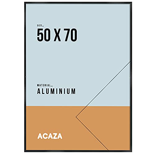 ACAZA Bilderrahmen 50 x 70 cm mit bruchsicherem Plexiglas für Fotowand, großer Aluminium Fotorahmen für Poster oder Bilder als Bilderwand Deko, Bilderrahmen schwarz von ACAZA