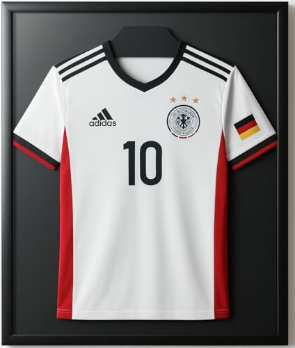 ACAZA Trikotrahmen 70 x 90cm XL Groß, 3D Bilderrahmen tief zum befüllen mit Fußball-, Eishockey-, Rugby-, NBA-Trikot, mit Aufhänger, Aluminium und Acrylglas, Schwarz von ACAZA