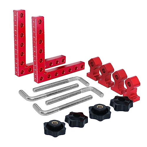 ACBungji 2er Positionierwinkel 90 Grad Winkel Klemme Winkelspanner 140 x 140mm L-Type Eckklemme mit 4 Befestigungsclips für Box Zimmermannswerkzeug Holzarbeitung Bilderrahmen Regalschränke von ACBungji