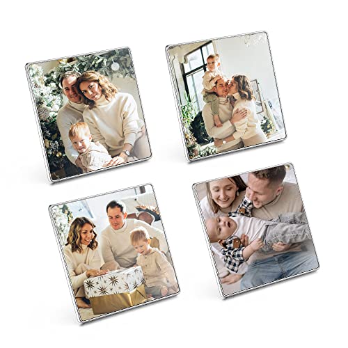 ACBungji 4 Stücke Magnetische Bilderrahmen Kühlschrank Magnete Personalisierte Foto Kühlschrankmagnete Kühlschrank Fotorahmen Fotomagnete Liebe Süße Deko Geschenke für Freunde Familie(Quadrat Form) von ACBungji