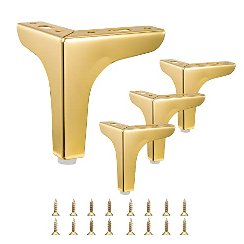 ACBungji Möbelfüße Gold 10cm Metall Möbelfüsse belastbar bis 400 KG Möbelbeine Tischbeine DIY Möbel Füße mit Schrauben für Tische Schränke Sofas Betten Regale, 4 Stücke von ACBungji