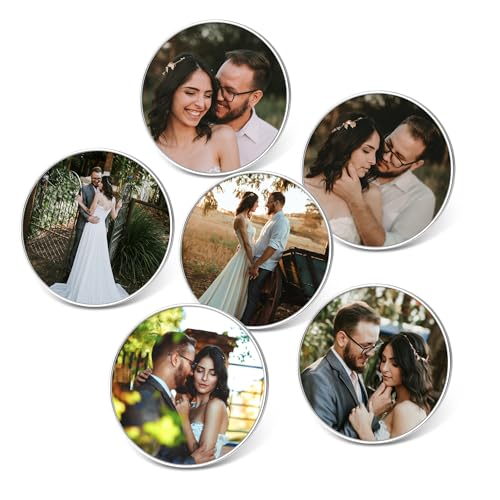 ACBungji Personalisierte Foto Magnet Bilderrahmen Fotorahmen Kühlschrank Deko Magnete Fotomagnete Kühlschrankmagnete Liebe Süße Geschenke für Freunde Familie(Rund Form), 6 Stücke von ACBungji