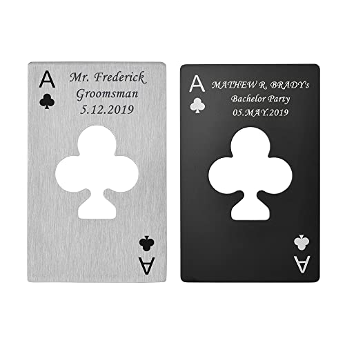 ACBungji Poker Flaschenöffner mit Gravur, 2 Stücke Personalisierte Pokerkarten Bieröffner Edelstahl Kapselheber Bottle Opener Lustig Geschenke für Familie Camping Parteien von ACBungji