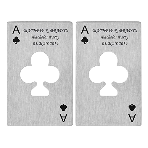 ACBungji Poker Flaschenöffner mit Gravur, 2 Stücke Personalisierte Pokerkarten Bieröffner Edelstahl Kapselheber Bottle Opener Lustig Geschenke für Familie Camping Parteien von ACBungji