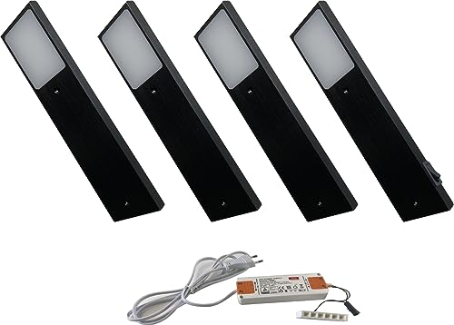 ACCE Aluminiumkörper LED Unterbauleuchte Küchen Möbel Schrank Leuchte Warmweiß oder Neutralweiß inkl Konverter ein Strahler mit Mechanischer Schalter (4ER, Neutralweiß)… von ACCE