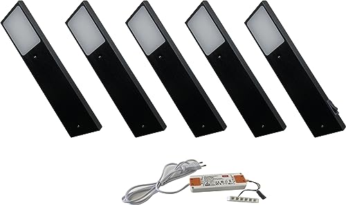 ACCE Aluminiumkörper LED Unterbauleuchte Küchen Möbel Schrank Leuchte Warmweiß oder Neutralweiß inkl Konverter ein Strahler mit Mechanischer Schalter (5ER, Neutralweiß) von ACCE