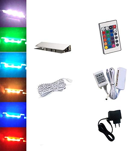 ACCE LED RGB Glaskantenbeleuchtung Glasbodenbeleuchtung Vitrinenbeleuchtung Clip Glas höchste Qualität Spiegel Edelstahl (1er) von ACCE