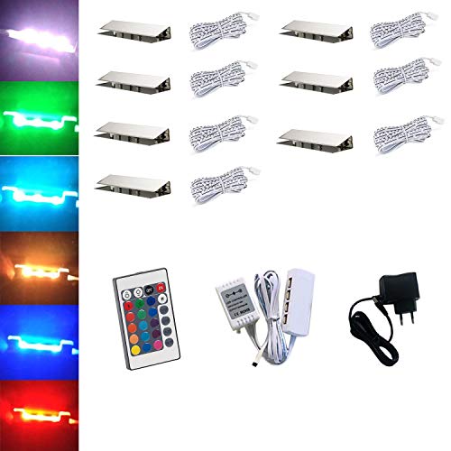 ACCE LED RGB Glaskantenbeleuchtung Glasbodenbeleuchtung Vitrinenbeleuchtung Clip Glas höchste Qualität Spiegel Edelstahl (7er) von ACCE