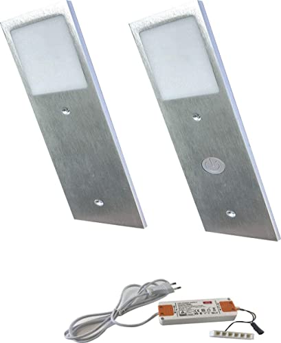 ACCE Super Thin and Aluminium Body LED Under-Unit Light Kitchen Furniture Light Neutral White und Warm White Including Converter One Spotlight with Dimmable Switch(aluminium,neutralweiß,2er) von ACCE