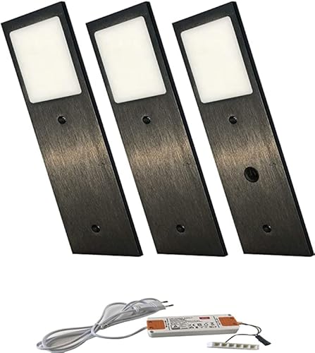 ACCE Super Thin and Aluminium Body LED Under-Unit Light Kitchen Furniture Light Neutral White und Warm White Including Converter One Spotlight with Dimmable Switch?black,neutralweiß,3er von ACCE
