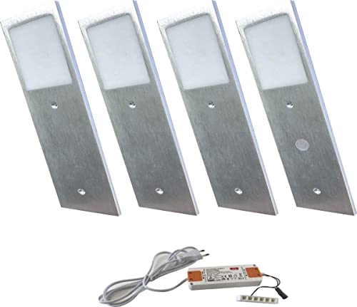 ACCE Super dünn und Aluminiumkörper LED Unterbauleuchte Küchen Möbel Leuchte Neutralweiß inkl Konverter ein Strahler mit Dimmbaren Schalter?4ER von ACCE