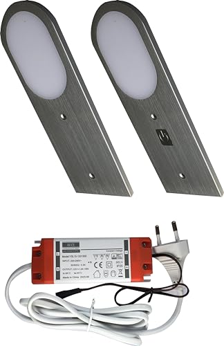 ACCE aluminium Körper unterbauleuchten Küche- Möbel-schrankleuchten, supper dünn, inkl Konverter ein Strahler mit Touchsensorschalter, dimmbar, neutralweiß oder warmweiß (warmweiß, 2er set)… von ACCE