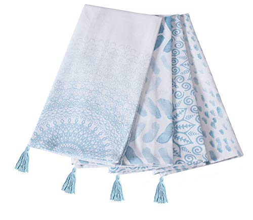 ACCENTHOME Küchenhandtücher, Set mit 4 super saugfähigen, langlebigen Handtüchern, perfekt für Küchenchaos und zum Trocknen von Geschirr, 50,8 x 71,1 cm, Mandala-Blau von ACCENTHOME