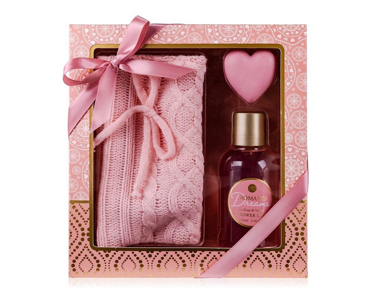 ACCENTRA Wellness-Pflegeset Accentra Geschenkbox Romantic Dreams mit Kosmetiktasche, Geschenkbox, Frauengeschenk, Wellnesspräsent, Badeset, Geschenkset, Beautyset, 100 ml Duschgel, 2,5 gr Lip Balm, 1 Kosmetiktasche, Körperpflegeset mit wohltuenden Produkten von ACCENTRA