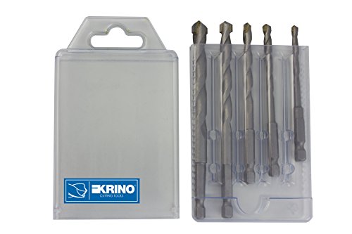 Krino 03057700 Spitzen Superior mit Sechskantaufnahme 1/4 Für Wand und Beton, Set 5 Stück, Stahl, 4 bis 10 mm von KRINO