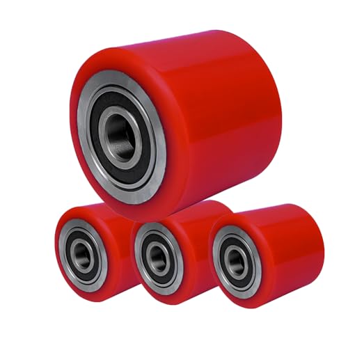 4 STK Hubwagen Räder Paletten Fixierer Rad 80×60mm (Durchmesser 80mm, Breite 60mm) Schwer belastbar PU-Räder Gabelstapler-Lastrollen Doppeltes Lager Bohrung 20mm für Schwerlastkufen von ACCL