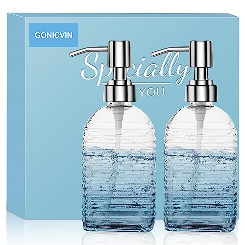 15 Oz Glas seifenspender, Nachfüllbarer Glas Handseifenspender, Schalenseifenspender mit Pumpe, Lotion-Flüssigseifenspender für Badezimmer, Küchenspüle (2 Packungen) von ACCL