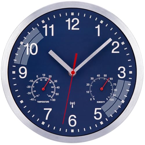 ACCSHINE 25cm Funkuhr Wanduhr Ohne TickgeräUsche Lautlos Quarz Batterie Betriebene Groß Wanduhr Einfach zu Lesen für Zimmer Zuhause KüChe Schlafzimmer Büro Schule (Blau) von ACCSHINE