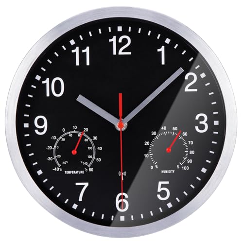 ACCSHINE 25cm Funkuhr Wanduhr Ohne TickgeräUsche Lautlos Quarz Batterie Betriebene Groß Wanduhr Einfach zu Lesen für Zimmer Zuhause KüChe Schlafzimmer Büro Schule (Schwarz) von ACCSHINE
