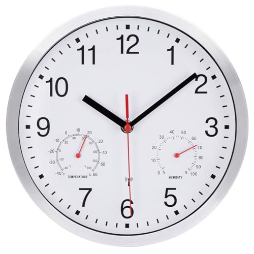 ACCSHINE 25cm Funkuhr Wanduhr Ohne TickgeräUsche Lautlos Quarz Batterie Betriebene Groß Wanduhr Einfach zu Lesen für Zimmer Zuhause KüChe Schlafzimmer Büro Schule (Weiß) von ACCSHINE