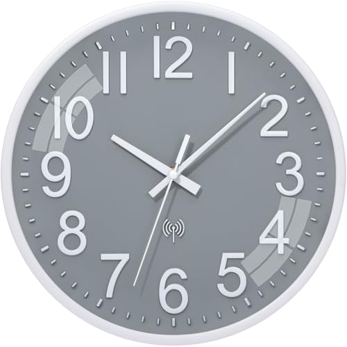 ACCSHINE Funkuhr Wand Ohne TickgeräUsche Lautlos 30cm Quarz Batterie Betriebene Groß Wanduhr Einfach zu Lesen für Zimmer Zuhause KüChe Schlafzimmer Büro Schule (Grau) von ACCSHINE