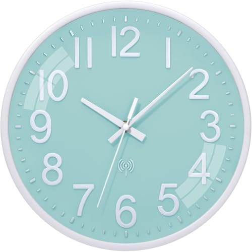 ACCSHINE Funkuhr Wand Ohne TickgeräUsche Lautlos 30cm Quarz Batterie Betriebene Groß Wanduhr Einfach zu Lesen für Zimmer Zuhause KüChe Schlafzimmer Büro Schule (Hellgrün) von ACCSHINE