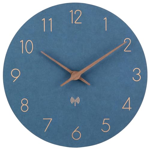 ACCSHINE Funkuhr Wanduhr MDF Holz Wanduhr Ohne TickgeräUsche Lautlos 30cm Quarz Batterie Groß Wanduhr Einfach zu Lesen für Zimmer Zuhause KüChe Schlafzimmer Büro Schule (Blau) von ACCSHINE