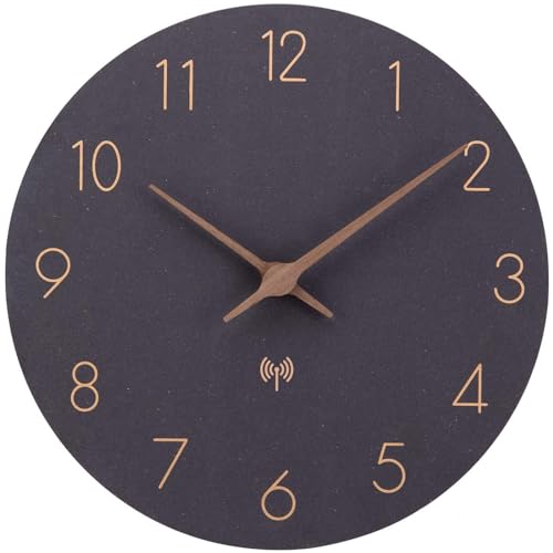 ACCSHINE Funkuhr Wanduhr MDF Holz Wanduhr Ohne TickgeräUsche Lautlos 30cm Quarz Batterie Groß Wanduhr Einfach zu Lesen für Zimmer Zuhause KüChe Schlafzimmer Büro Schule (Schwarz) von ACCSHINE