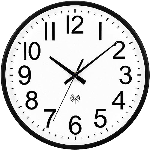 ACCSHINE Funkuhr Wanduhr Ohne TickgeräUsche Lautlos 30cm Quarz Batterie Betriebene Groß Wanduhr Einfach zu Lesen für Zimmer Zuhause KüChe Schlafzimmer Büro Schule (Schwarz + Weiß) von ACCSHINE