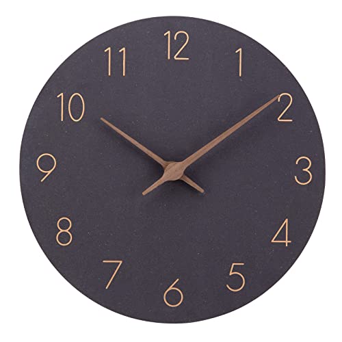 ACCSHINE MDF Holz Wanduhr Ohne TickgeräUsche Lautlos Modern 30cm Quarz Groß Batterie Betriebene Wanduhr Einfach zu Lesen für Zimmer Zuhause KüChe Schlafzimmer BüRo Schule (Schwarz) von ACCSHINE