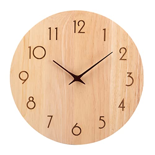 ACCSHINE Wanduhr Holz Eiche Ohne TickgeräUsche Lautlos 30cm Quarz Groß Einfach zu Lesen für Zimmer Zuhause KüChe Schlafzimmer BüRo Schule von ACCSHINE