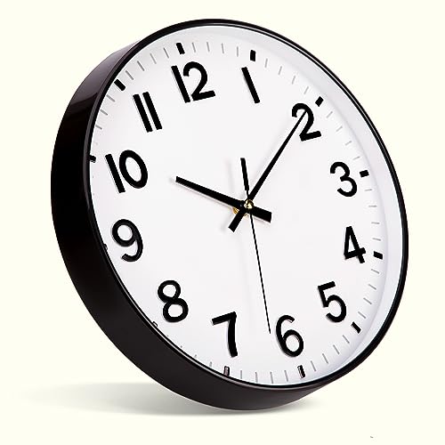 ACCSHINE Wanduhr Ohne TickgeräUsche Lautlos 30cm Modern Quarz Groß Batterie Betriebene Stereo Digital Wanduhr Einfach zu Lesen für Zimmer Zuhause KüChe Schlafzimmer BüRo Schule (Weiß + Schwarz) von ACCSHINE