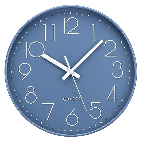 ACCSHINE Wanduhr Ohne TickgeräUsche Lautlos Modern 30cm Quarz Groß Batterie Betriebene Wanduhr Einfach zu Lesen für Zimmer Zuhause KüChe Schlafzimmer Büro Schule (Blau) von ACCSHINE