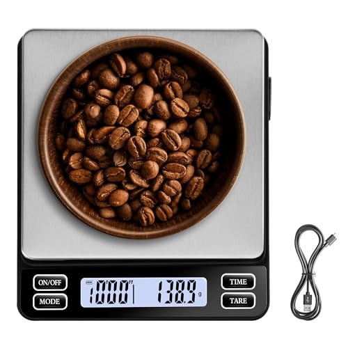 ACCT Premium-Kaffeewaage mit Timer und USB-Ladefunktion, Espressowaage mit 2000g/0,1g Kapazität, hochpräzise Mini-Kaffeewaage, Espressowaage mit LCD-Display/Tara-Funktion/Auto-Off ACCT Premium-Kaffeewaage mit Timer und USB-Ladefunktion, Espressowaage mit 2000g/0,1g Kapazität, hochpräzise Mini-Kaffeewaage, Espressowaage mit LCD-Display/Tara-Funktion/Auto-Off von ACCT