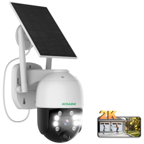 ACCULENZ 4MP Überwachungskamera Aussen Akku, 360° WLAN IP Kamera Outdoor mit Solar Panel, Farbnachtsicht, KI-Erkennung, Zeitraffer, Alarmanlage, 2,4GHz WiFi, BD4 von ACCULENZ