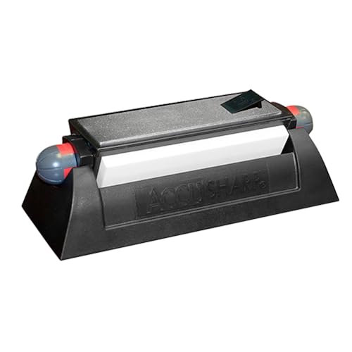 ACCUSHARP Deluxe Tri-Stone Messer- und Werkzeug-Schärfsystem-Set, rutschfest, montierbare Gummigriffbasis, schnell schärft, restauriert, repariert und schärft alle Arten von Klingen und Messern, von ACCUSHARP
