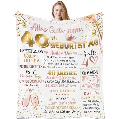 ACCZ 40 Geburtstag Frauen Personalisierte Decke, Geburtstagsgeschenk für Frauen, 40. Geburtstag Geschenk Frau, Freundschaft Kuscheldecke Geschenke für Frauen Freundin Schwester Ehefrau Kollegin von ACCZ