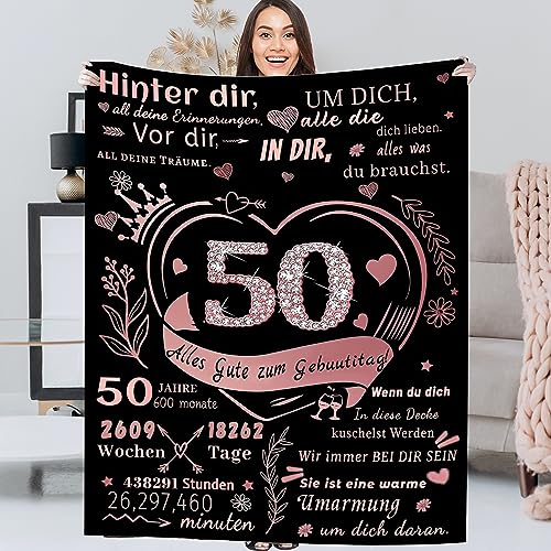 ACCZ 50. Geburtstag Frauen Personalisierte Decke, Geschenk 50 Geburtstag Kuscheldecke für Frau, Freundschaft Geschenke Decke für Sofa, für Beste Freundin Schwester Ehefrau Kollegin von ACCZ