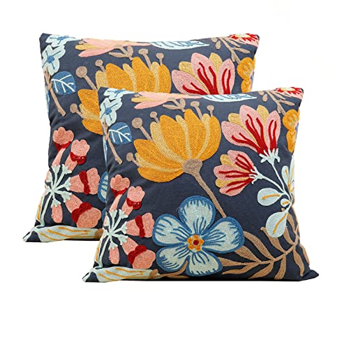 ACCZ Blumen Frühling Kissenbezug,Sofakissen Frühling Sommer Deko Outdoor Kissenbezug Stickerei Kissen Kissenhülle Blumen für Garten Couch Sofa Wohnzimmer Schlafzimmer 2er Set 45x45 cm von ACCZ