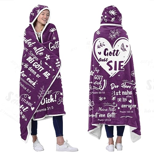 ACCZ Christliche Geschenke für Frauen - Inspirational Christian Sherpa Hoodie Decke, Bibelvers Tragbare Decke mit Ärmeln Geschenk für Mädchen Frauen, Motivierendes Geburtstag Geschenke von ACCZ