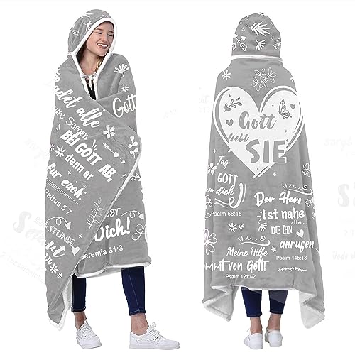 ACCZ Christliche Geschenke für Frauen - Inspirational Christian Sherpa Hoodie Decke, Bibelvers Tragbare Decke mit Ärmeln Geschenk für Mädchen Frauen, Motivierendes Geburtstag Geschenke von ACCZ