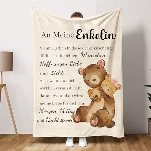 ACCZ Geschenk für Enkelin von Oma Opa - Kuscheldecke Geschenke für Enkelin, Enkelin Geschenke Geburtstag, Geburtstagsgeschenk Weihnachten Geburtstagsgeschenk für Enkelin, Personalisierte Decke von ACCZ