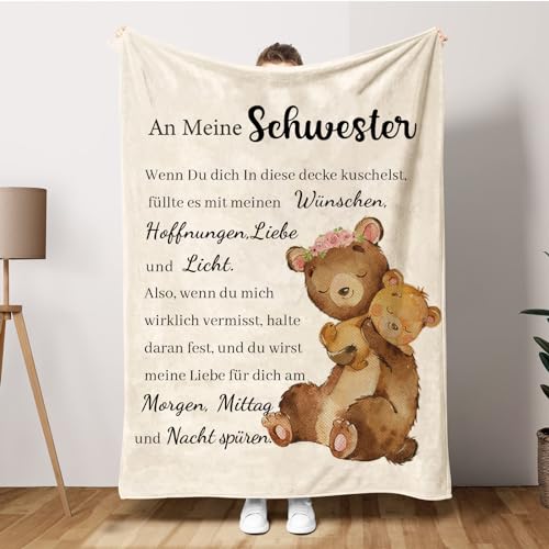 ACCZ Geschenk für Schwester von Schwester Bruder - Personalisierte Decke Geschenke für Schwester, Geschenk Schwester Geburtstag, Abschlussgeschenk Weihnachten Geburtstagsgeschenk für Schwester von ACCZ