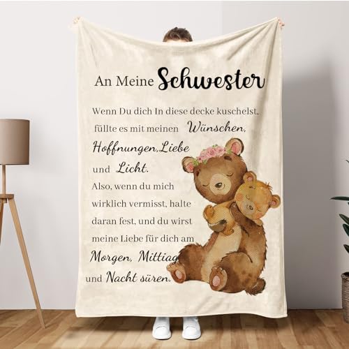 ACCZ Geschenk für Schwester von Schwester Bruder - Personalisierte Decke Geschenke für Schwester, Geschenk Schwester Geburtstag, Abschlussgeschenk Weihnachten Geburtstagsgeschenk für Schwester von ACCZ