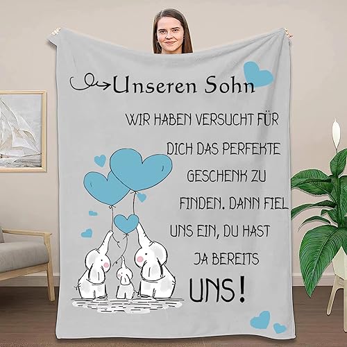 ACCZ Geschenk für Unseren Sohn von Eltern, Personalisierte Decke Beste Mama Geschenke, Geburtstagsgeschenk für Sohn, Papa Mutter für Unseren Sohn Geschenke, Weihnachten Abschlussgeschenk für Sohn von ACCZ