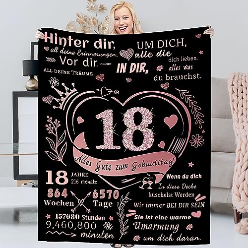 ACCZ Geschenk zum 18. Geburtstag Mädchen, Kuscheldecke Geschenkideen für 18 Geburtstag Frauen, Personalisierte Geschenke Decke, Geschenke für 18 Jährige Tochter Schwester Freundin von ACCZ