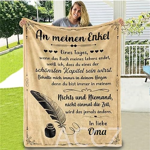 ACCZ Kuscheldecke Flauschige Personalisierte Decke Geschenke An Meine Enkel,Geschenke Enkel von Oma,Super Weiche Decke Flanell Mikrofaser Quilts Sofa,Geburtstag,Weihnachten von ACCZ