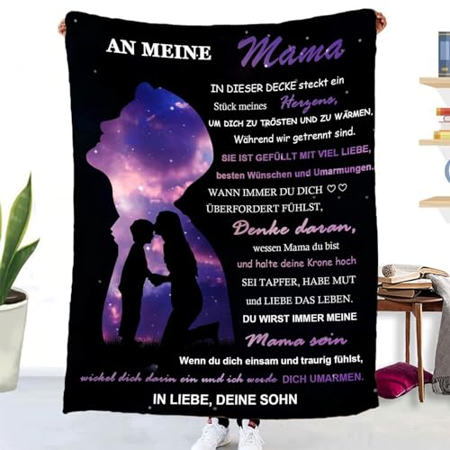 ACCZ Kuscheldecke Flauschige Personalisierte Decke Geschenke An Meine Mama, Sohn für Mutter Luftpost Positiv Ermutigen Decke(deutsch), Super Weiche Decke Flanell, 130 * 150cm von ACCZ