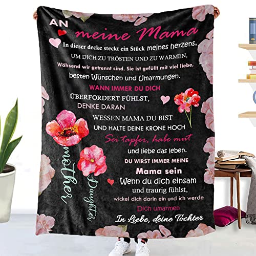 ACCZ Kuscheldecke Flauschige Personalisierte Decke Geschenke An Meine Mama, Tochter für Mutter Luftpost Positiv Ermutigen Decke(deutsch), Super Weiche Decke Flanell,150 * 220cm von ACCZ